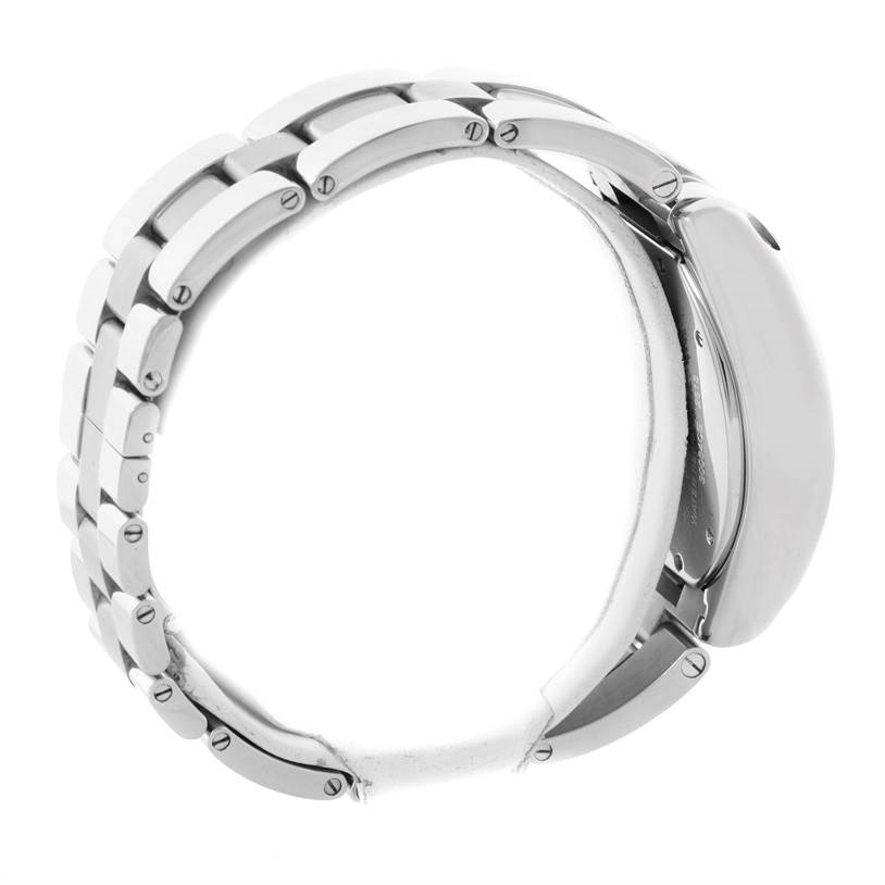 The image shows a side view of the metal bracelet and case of the Cartier Roadster W62007X6 Men's Stainless Steel Black Dial W62007X6 Men's Stainless Steel Black Dial watch.