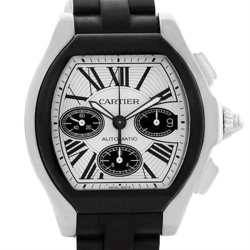 Photo of Cartier Roadster Chronograph Silver Dial Rubber Strap Watch W6206020