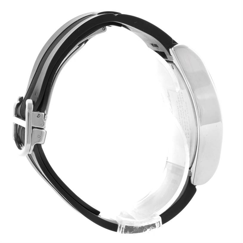 This image shows a Cartier Roadster W6206018 Men's Stainless Steel Silver Dial W6206018 Men's Stainless Steel Silver Dial watch from the side, highlighting its strap, buckle, and case profile.