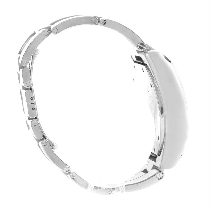 This side profile shows the case and bracelet of the Cartier Roadster W62019X6 Men's Stainless Steel Silver Dial W62019X6 Men's Stainless Steel Silver Dial model watch.