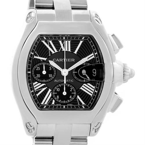 Photo of Cartier Roadster Chronograph Black Dial Steel Automatic Watch W62020X6