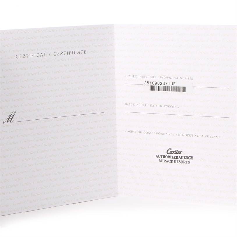 This image shows the authenticity certificate for the Cartier Roadster W62041V3 Men's Stainless Steel Black Dial W62041V3 Men's Stainless Steel Black Dial model watch.