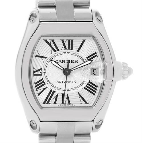 Photo of Cartier Roadster Mens Silver Dial Watch W62025V3 Box Papers Strap