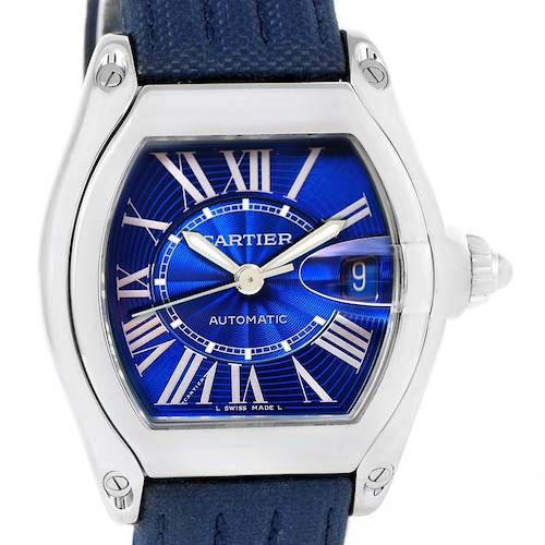Photo of Cartier Roadster Mens Steel Large Blue Dial Watch W62048V3
