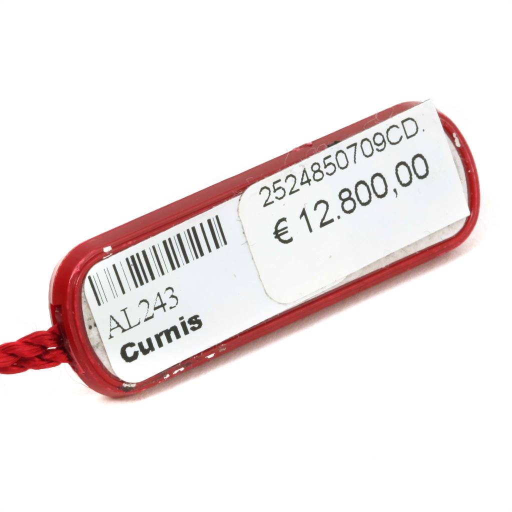 This image shows a price tag for a Cartier Roadster W62005V2 Men's Yellow Gold Silver Dial W62005V2 Men's Yellow Gold Silver Dial model watch, highlighting the price and product code.