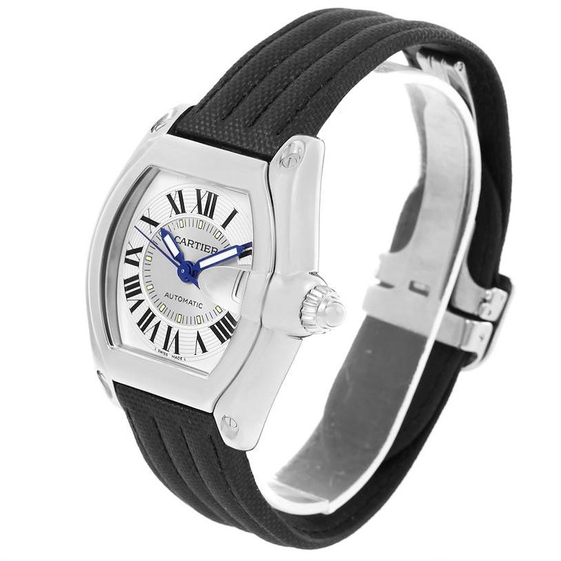 Cartier Roadster Mens Steel Black Strap Large Watch W62000V3 SwissWatchExpo