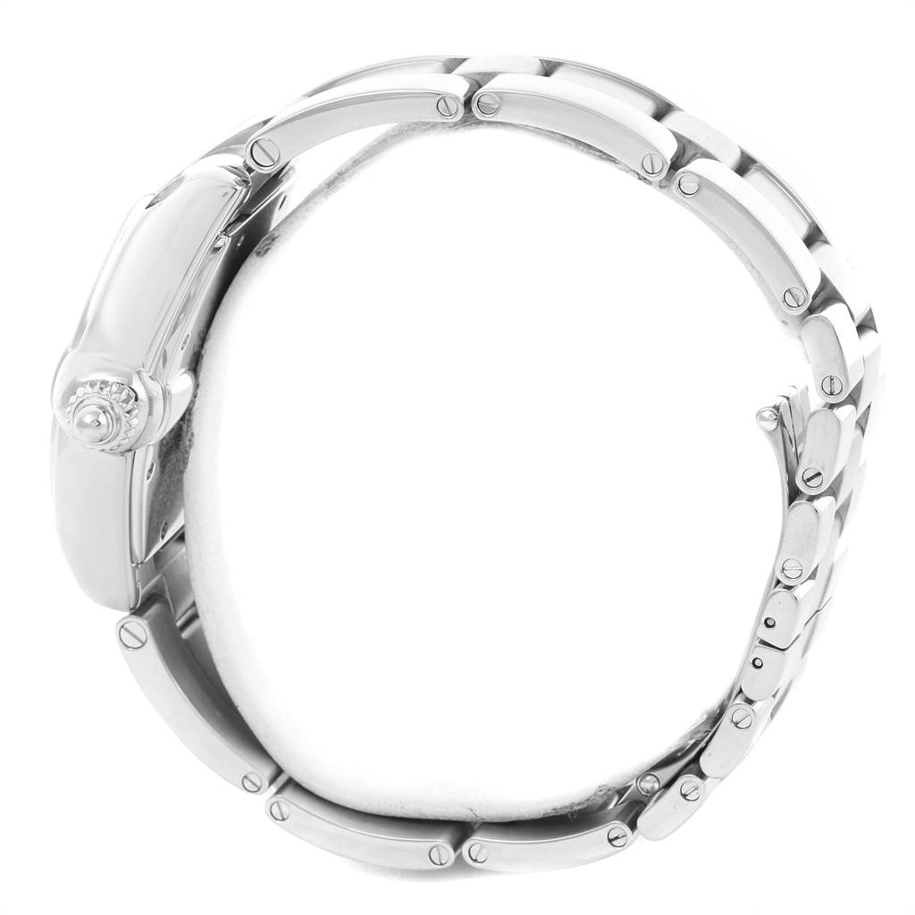 The image shows a side profile of the Cartier Roadster W62041V3 Men's Stainless Steel Black Dial W62041V3 Men's Stainless Steel Black Dial watch, focusing on the bracelet and crown.