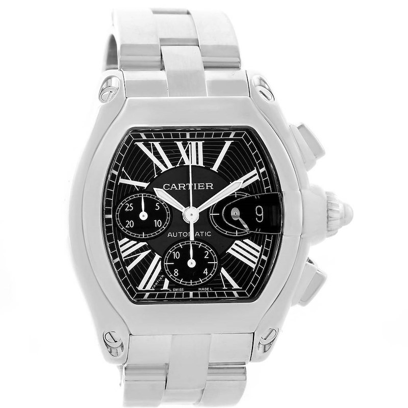 Cartier Roadster Chronograph Black Dial Mens Watch W62020X6 Box Papers SwissWatchExpo