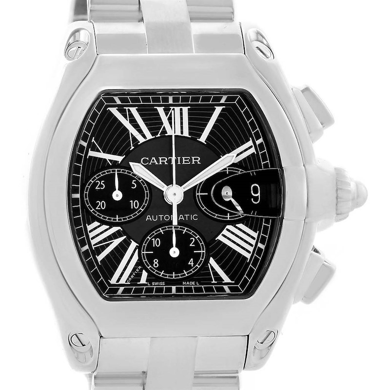 Cartier Roadster Chronograph Black Dial Mens Watch W62020X6 Box Papers SwissWatchExpo