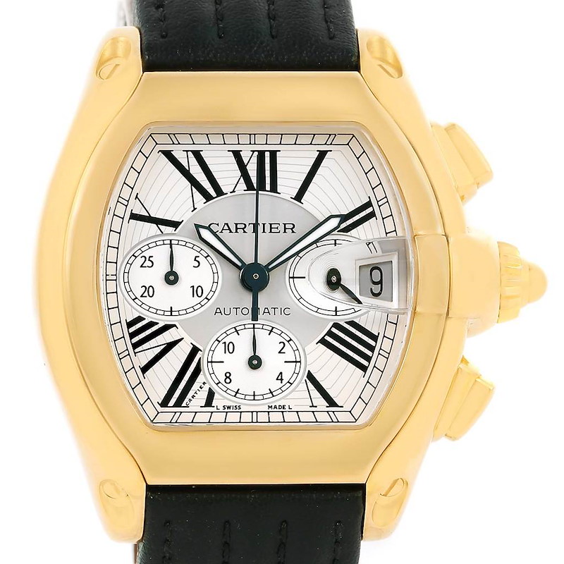 Cartier Roadster Chronograph XL 18K Yellow Gold Mens Watch W62021Y2 SwissWatchExpo