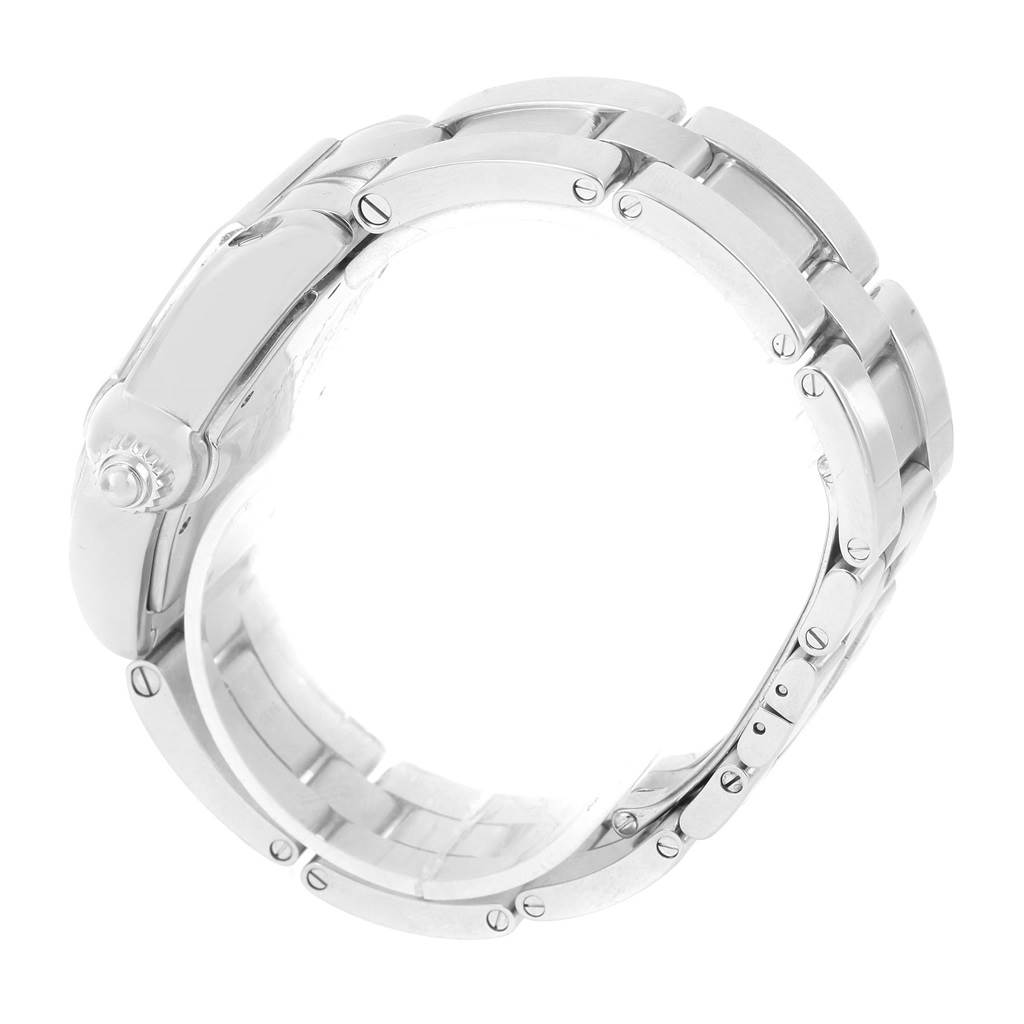 The image shows the side view of the stainless steel bracelet of a Cartier Roadster W62048V3 Men
s Stainless Steel Blue Dial W62048V3 Men
s Stainless Steel Blue Dial watch.