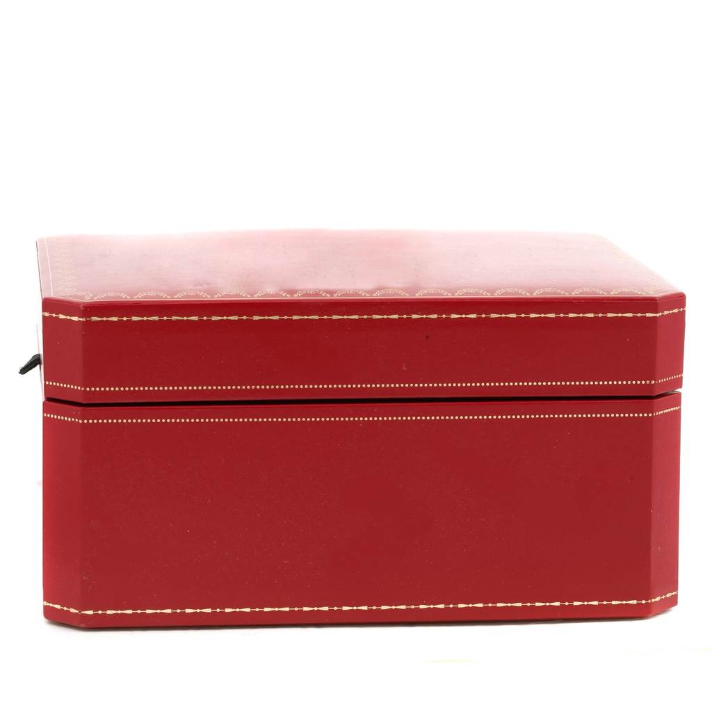 This image shows a red storage box for the Cartier Roadster W62020X6 Men
s Stainless Steel Black Dial W62020X6 Men
s Stainless Steel Black Dial model, captured from a front angle.