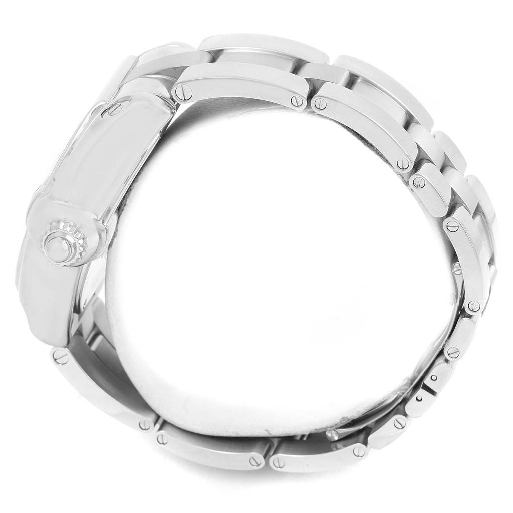 The image shows a side view of the bracelet and crown of the Cartier Roadster W6206012 Men
s Stainless Steel Blue Dial W6206012 Men
s Stainless Steel Blue Dial watch.