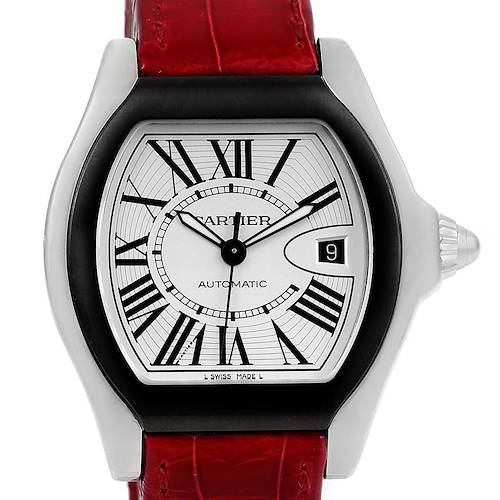 Photo of Cartier Roadster S Silver Dial Red Strap Steel Unisex Watch W6206018