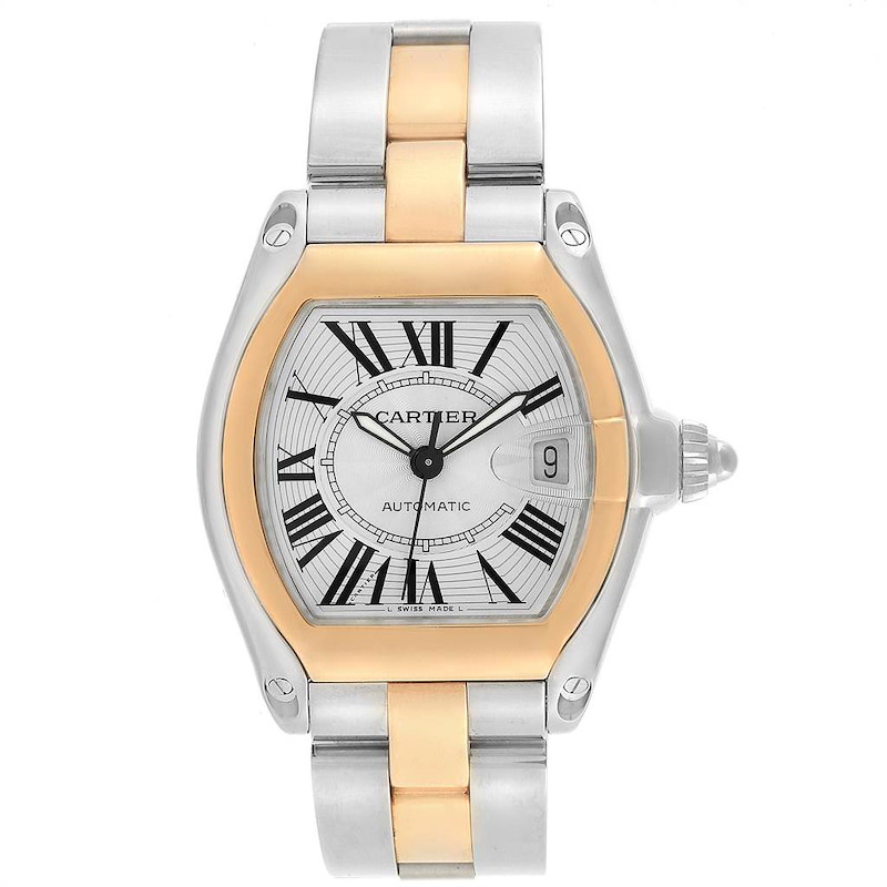 Cartier Roadster Yellow Gold Steel Automatic Mens Watch W62031Y4 ...