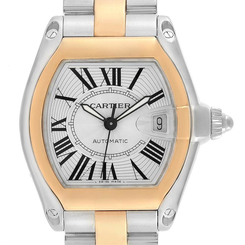Cartier Roadster Yellow Gold Steel Automatic Mens Watch W62031Y4 SwissWatchExpo