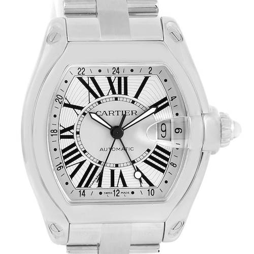 Photo of Cartier Roadster Dual Time Zone GMT Steel Mens Watch W62032X6