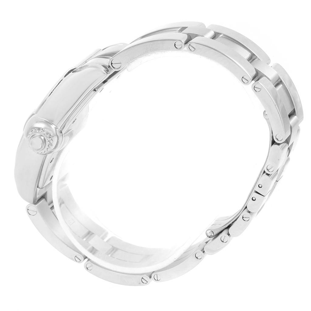 The image shows a side view of the bracelet and crown of a Cartier Roadster W62025V3 Men
s Stainless Steel Silver Dial W62025V3 Men
s Stainless Steel Silver Dial watch.