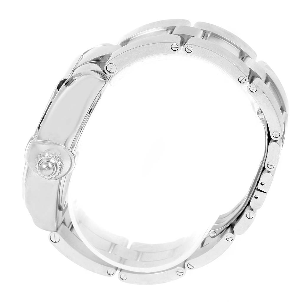 This image shows the side view of the bracelet and crown of a Cartier Roadster W6206012 Men's Stainless Steel Blue Dial W6206012 Men's Stainless Steel Blue Dial watch.