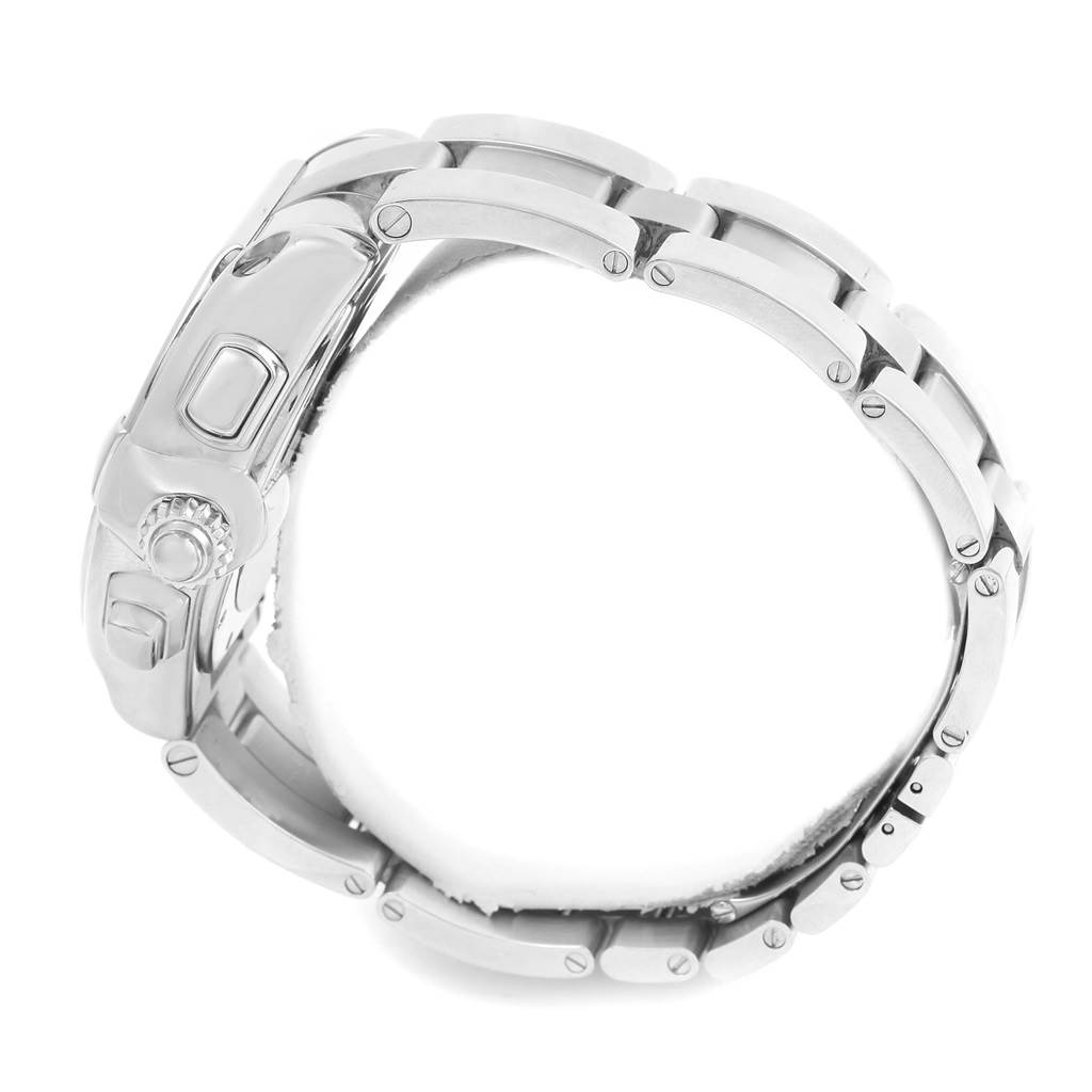 The image shows the side view of the Cartier Roadster W62006X6 Men's Stainless Steel Silver Dial W62006X6 Men's Stainless Steel Silver Dial watch, highlighting the buttons and bracelet links.