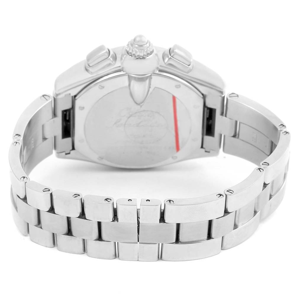This image shows the back and bracelet of the Cartier Roadster W62006X6 Men's Stainless Steel Silver Dial W62006X6 Men's Stainless Steel Silver Dial watch from a rear angle.