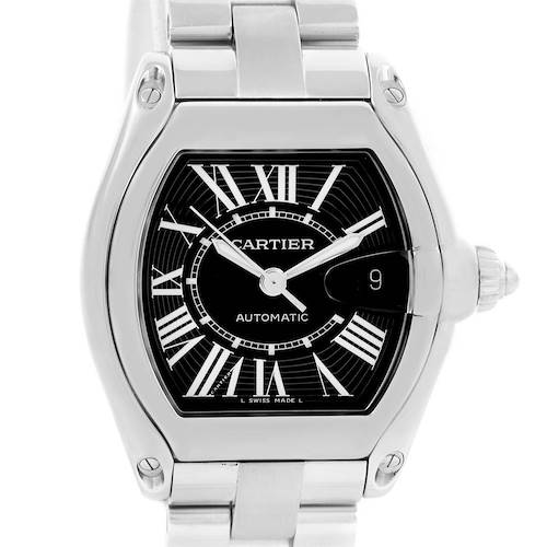 Photo of Cartier Roadster Black Dial Large Steel Mens Watch W62041V3 Box Papers