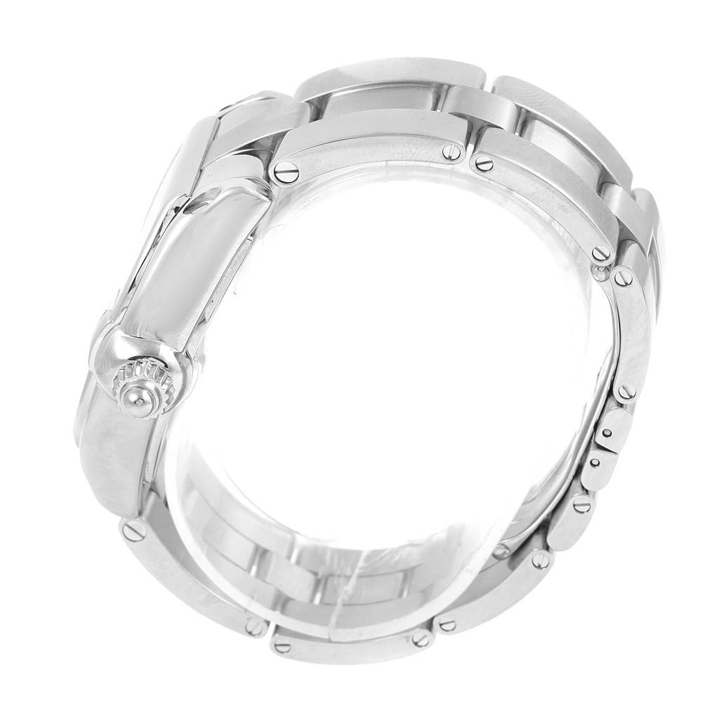 This image displays the side profile and bracelet of the Cartier Roadster W62025V3 Men's Stainless Steel Silver Dial W62025V3 Men's Stainless Steel Silver Dial watch.