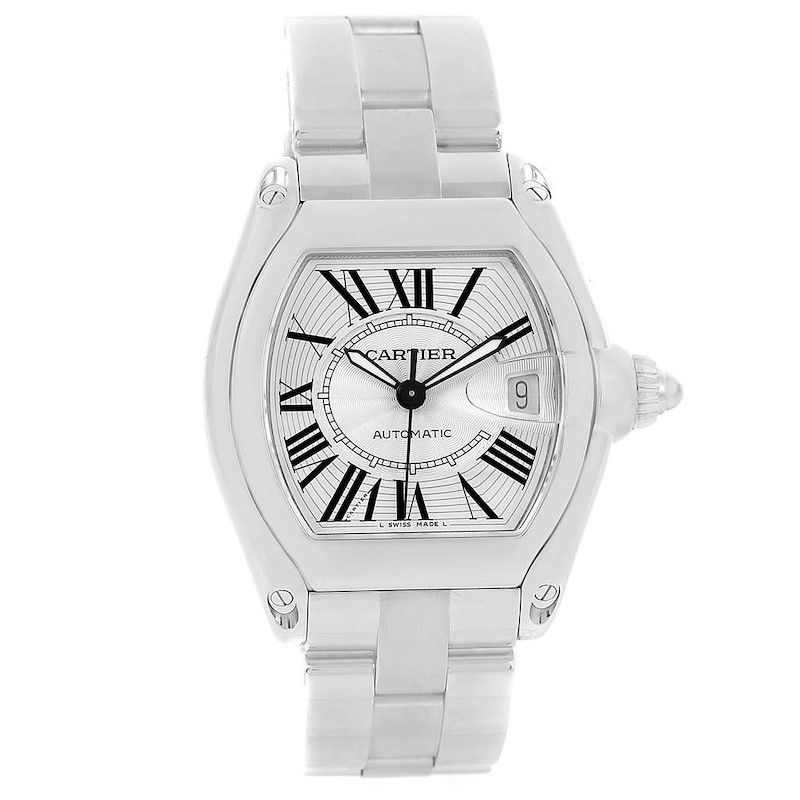 Cartier Roadster Large Silver Dial Automatic Steel Mens Watch W62025V3 SwissWatchExpo