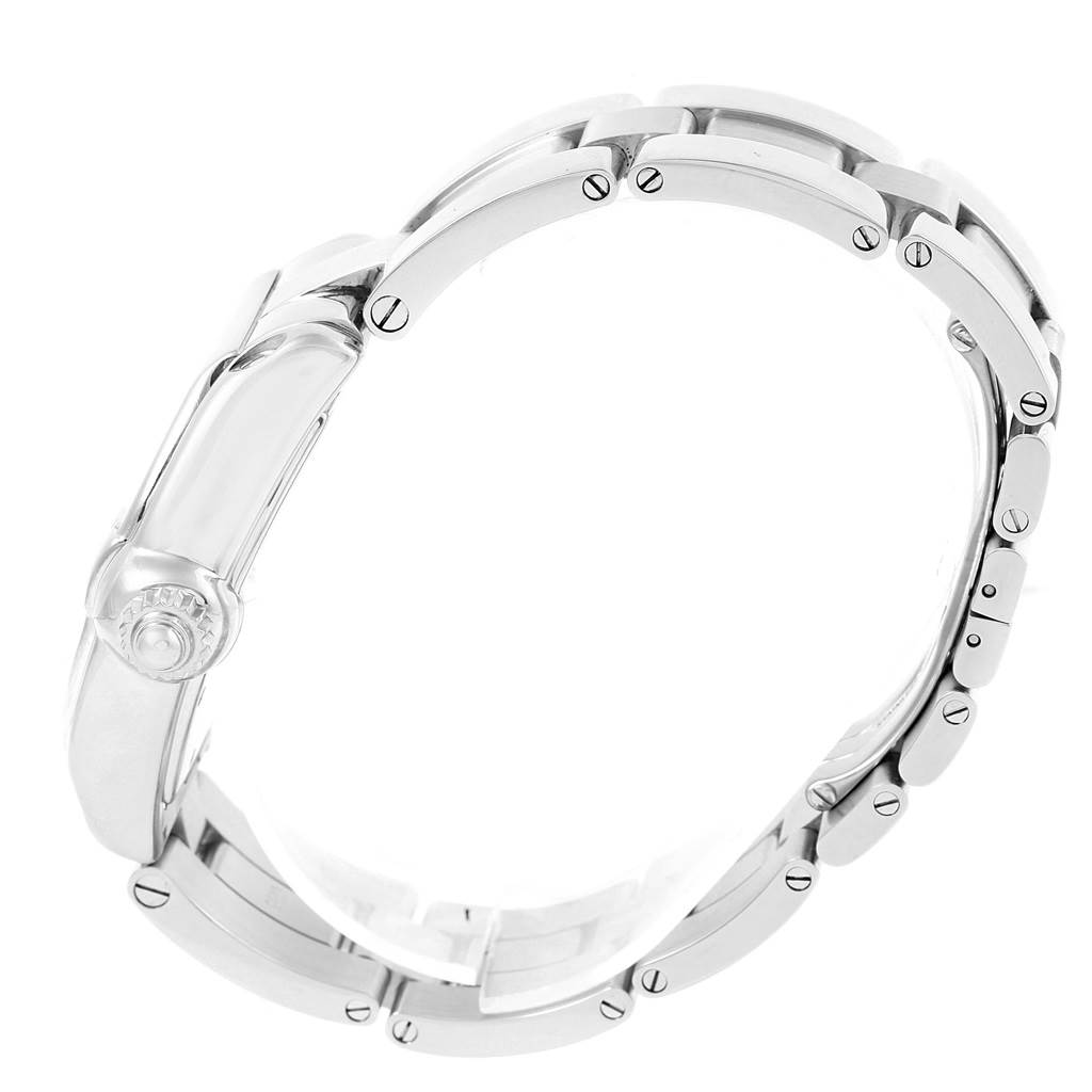 The image shows a side view of the Cartier Roadster W62025V3 Men's Stainless Steel Silver Dial W62025V3 Men's Stainless Steel Silver Dial watch, highlighting the bracelet and crown.