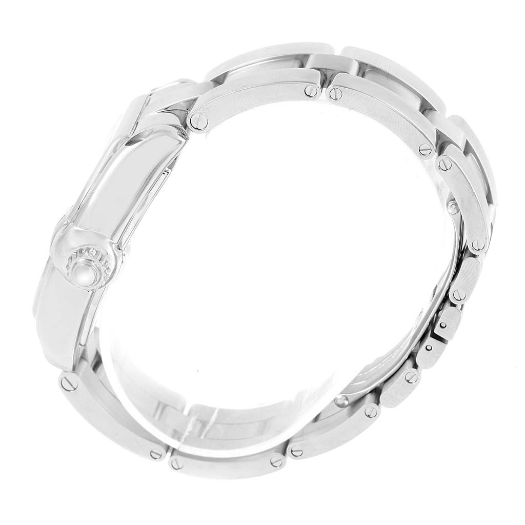 The image shows a side profile of the bracelet and crown of the Cartier Roadster W62025V3 Men's Stainless Steel Silver Dial W62025V3 Men's Stainless Steel Silver Dial watch.