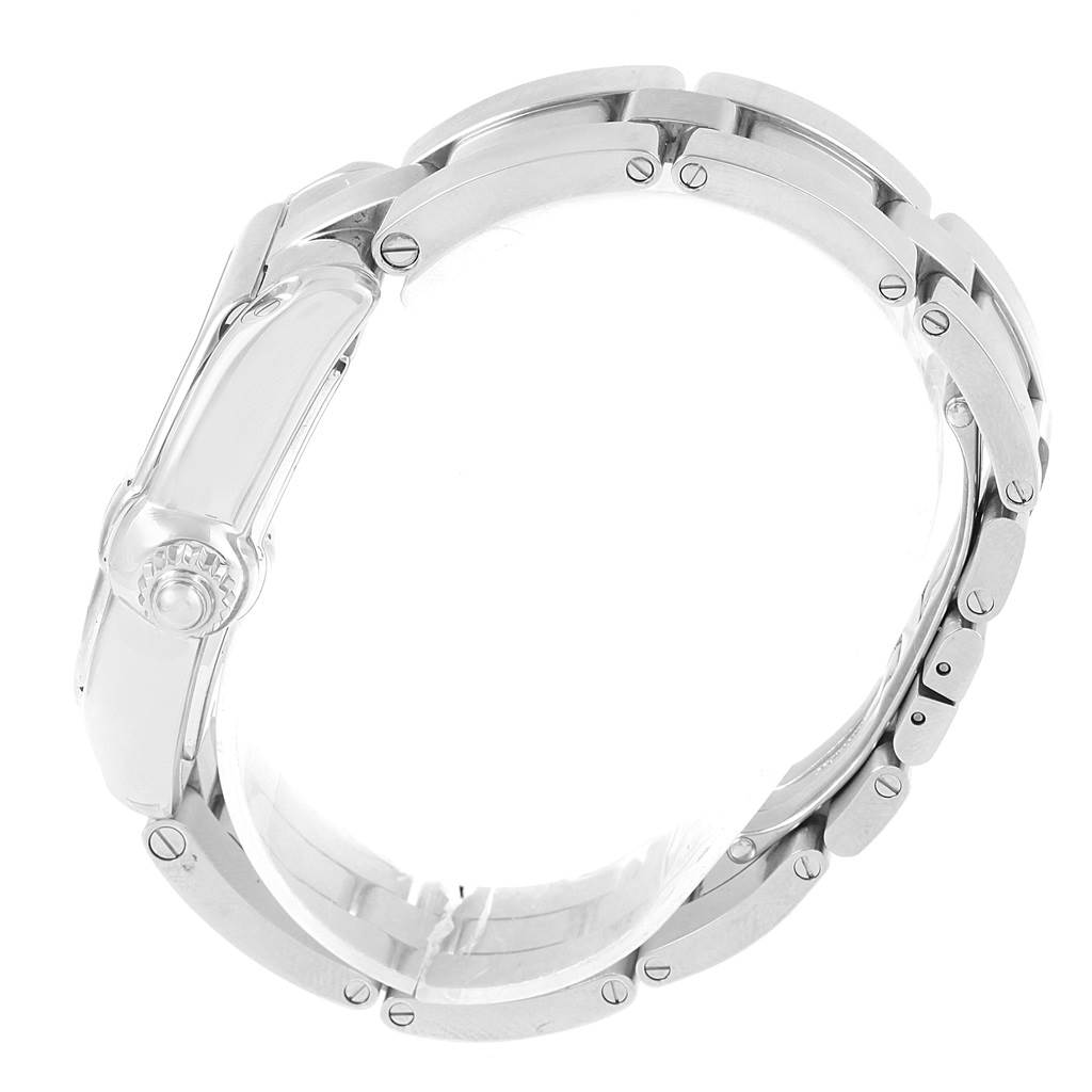 This image shows the side view of the bracelet and clasp mechanism of the Roadster model by Cartier.
