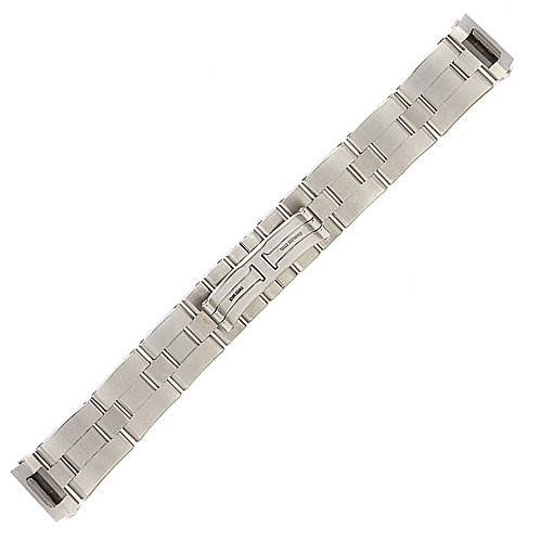 This image shows a stainless steel bracelet from the Roadster model by Cartier, viewed from above.