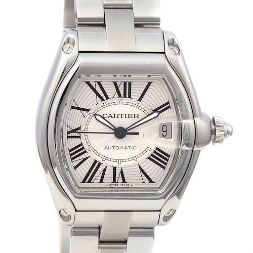 Photo of Cartier Roadster Mens Large Stainless Steel Silver Dial W62025v3