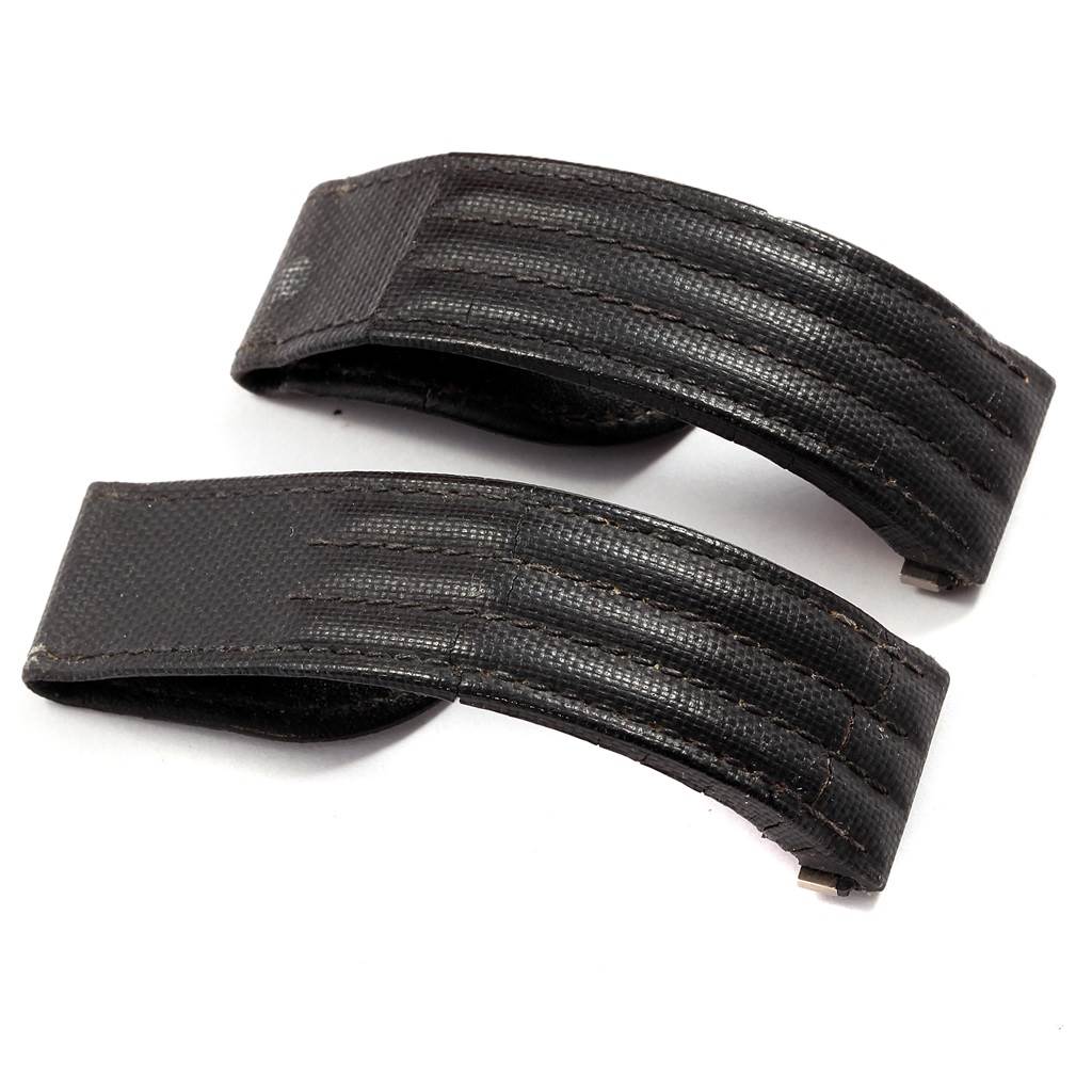 The image shows two black leather straps for the Cartier Roadster W62025V3 Men
s Stainless Steel Silver Dial W62025V3 Men
s Stainless Steel Silver Dial watch, viewed from above.