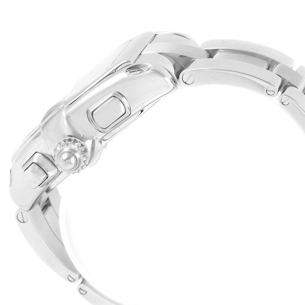 The image shows a side view of a Cartier Roadster W62019X6 Men's Stainless Steel Silver Dial W62019X6 Men's Stainless Steel Silver Dial watch, focusing on the crown, case, and part of the bracelet.
