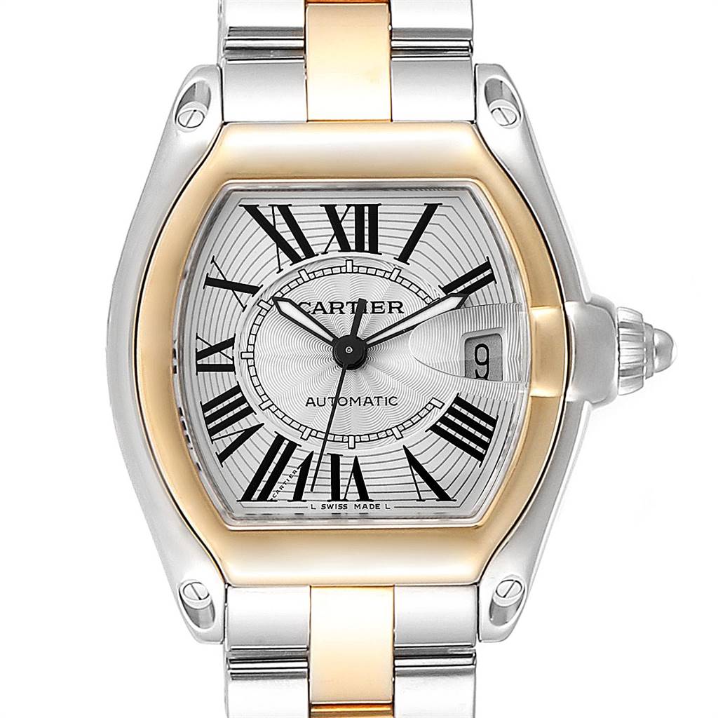 Cartier Roadster Yellow Gold Steel Automatic Mens Watch W62031Y4 Box ...