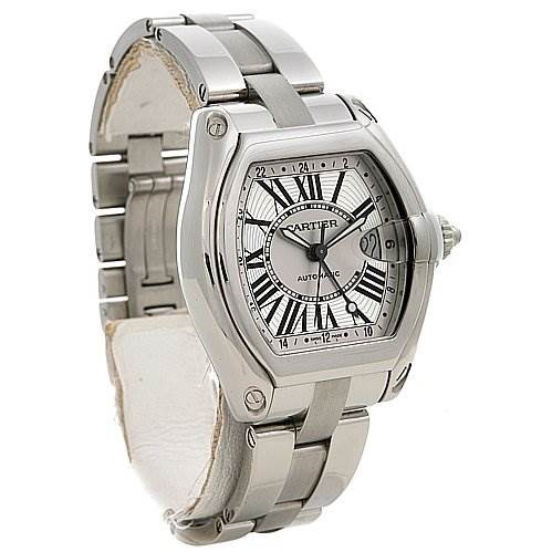 Cartier Roadster Mens X-large Gmt Silver Dial W62032x6 SwissWatchExpo