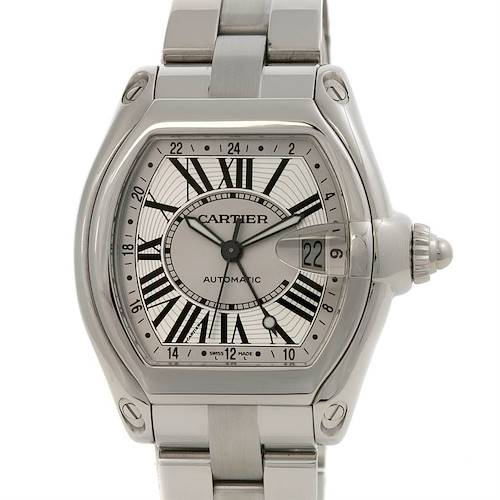 Photo of Cartier Roadster Mens X-large Gmt Silver Dial W62032x6