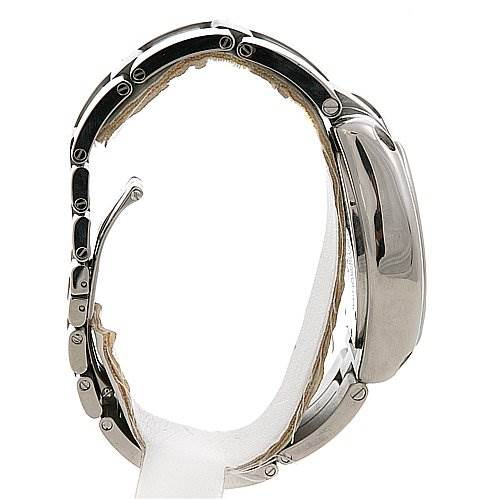 This image shows a side view of the Cartier Roadster W62020X6 Men's Stainless Steel Black Dial W62020X6 Men's Stainless Steel Black Dial watch, highlighting its case and part of its bracelet.