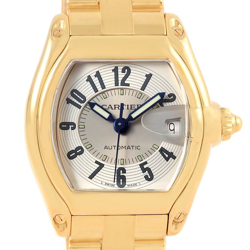 Cartier Roadster 18K Yellow Gold Large Mens Watch W62005V1 SwissWatchExpo