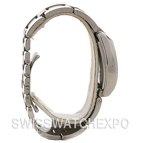 This image shows a side profile of the Cartier Roadster W62025V3 Men's Stainless Steel Silver Dial W62025V3 Men's Stainless Steel Silver Dial watch, focusing on the band and the case side.