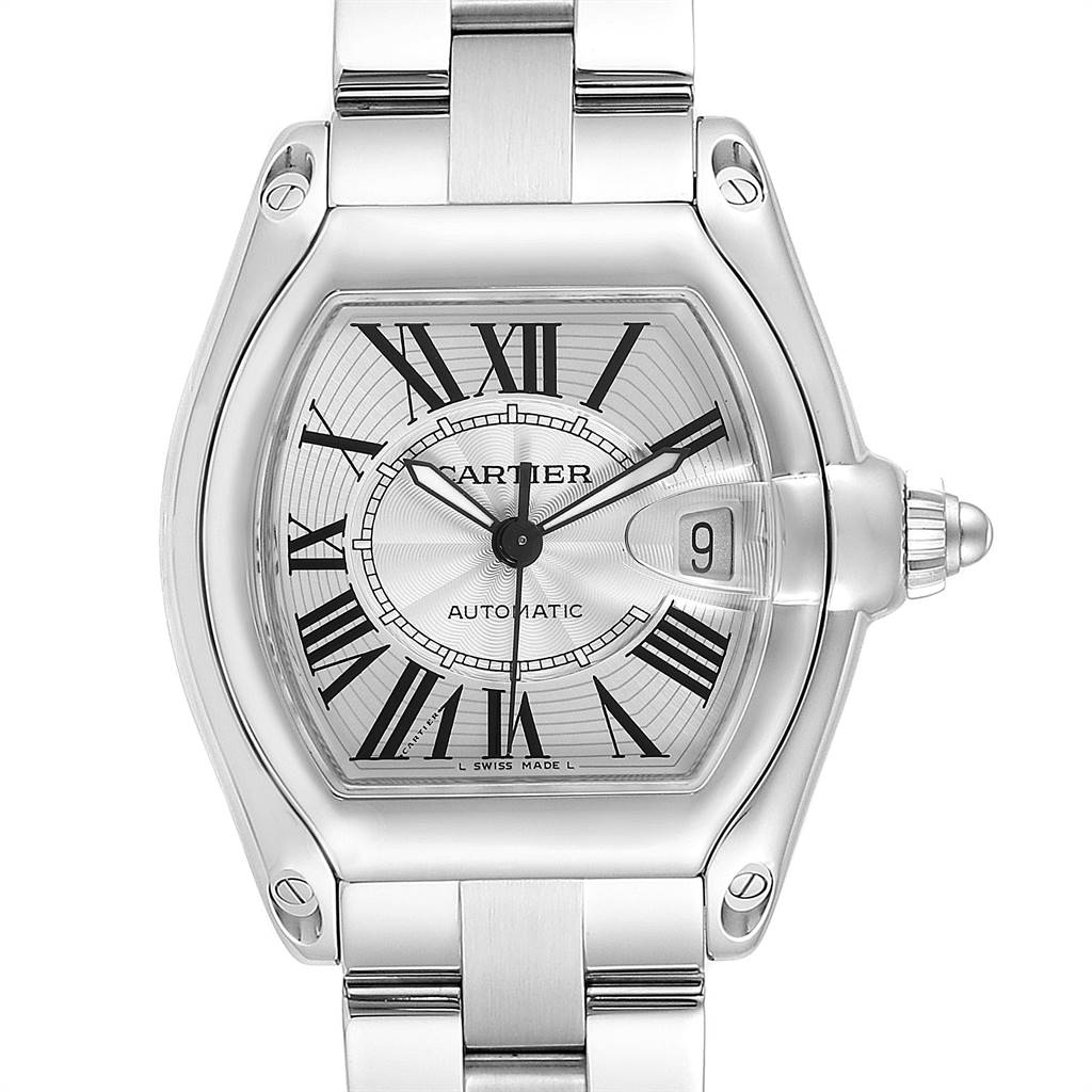 Cartier Roadster Silver Dial Large Steel Mens Watch W62025V3 ...