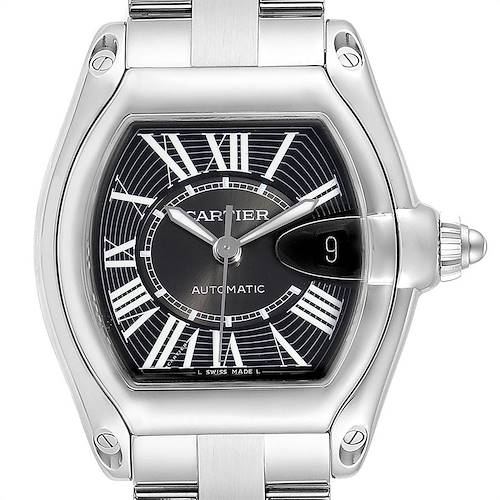Photo of Cartier Roadster Black Dial Large Steel Mens Watch W62041V3 Box