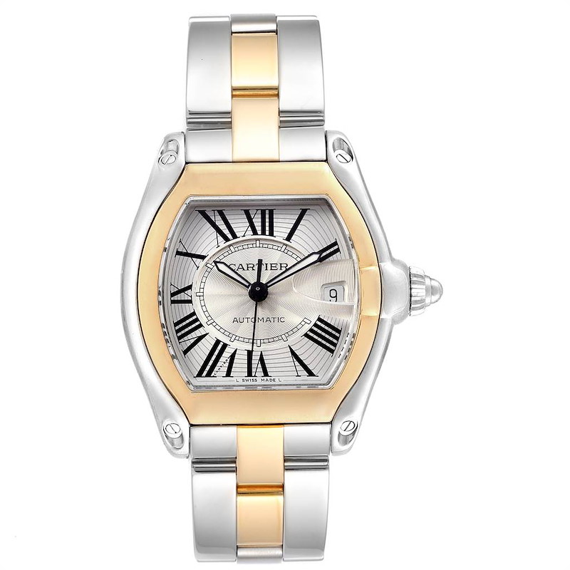 Cartier Roadster Yellow Gold Steel Automatic Mens Watch W62031Y4 Box ...