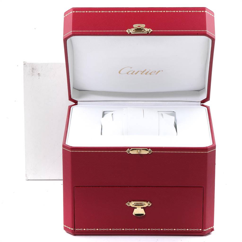 The image shows an open box for a Cartier Roadster W62020X6 Men's Stainless Steel Black Dial W62020X6 Men's Stainless Steel Black Dial watch, displaying an empty slot for the watch.