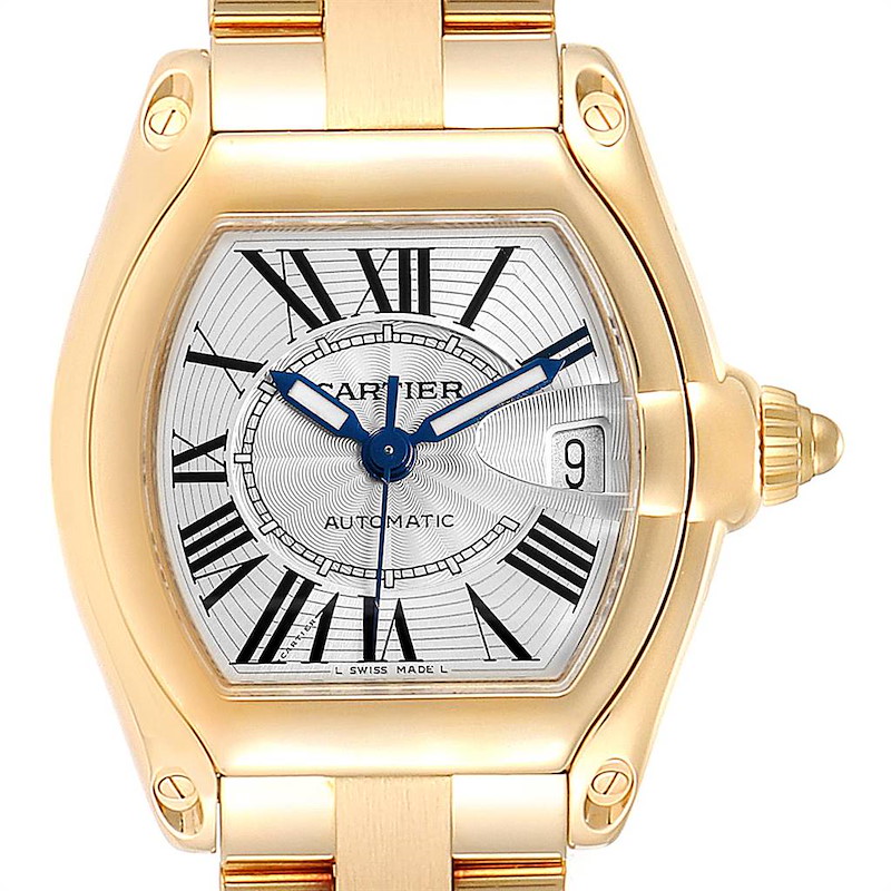 Cartier Roadster 18K Yellow Gold Large Mens Watch W62005V1 SwissWatchExpo