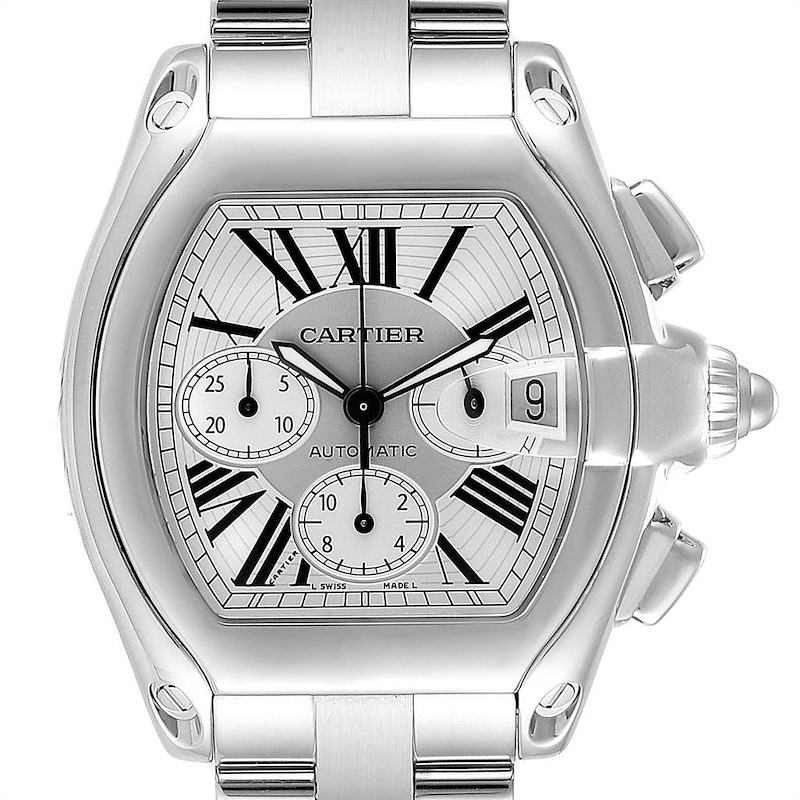 Cartier Roadster XL Chronograph Mens Watch W62019X6 Box Papers Strap SwissWatchExpo