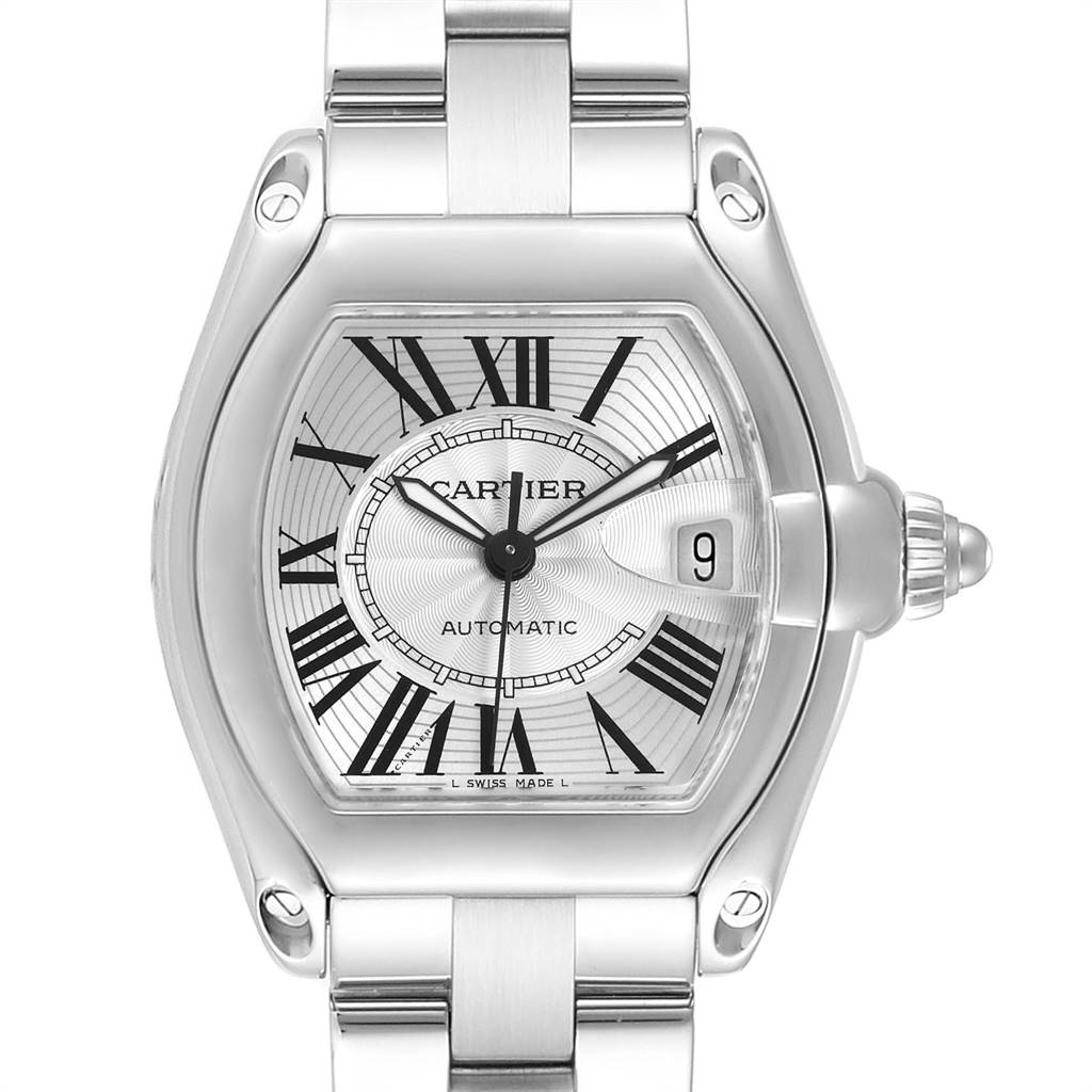 Cartier Roadster Silver Dial Large Steel Mens Watch W62025V3
