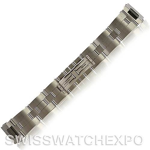 This image shows a stainless steel bracelet from the Roadster model by Cartier, viewed from the top.