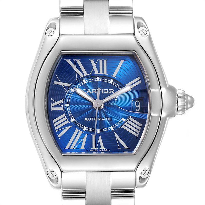 Cartier Roadster Blue Dial Automatic Steel Mens Watch W62048V3 SwissWatchExpo